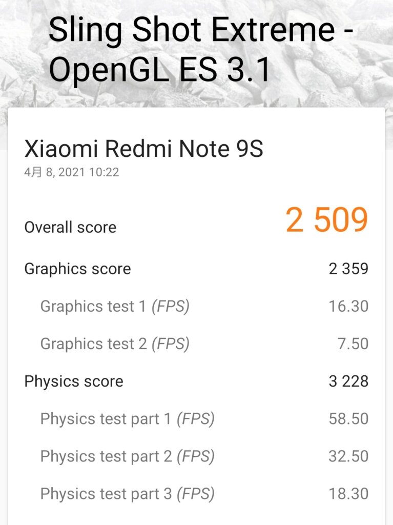 Redmi Note 9SのGPU性能