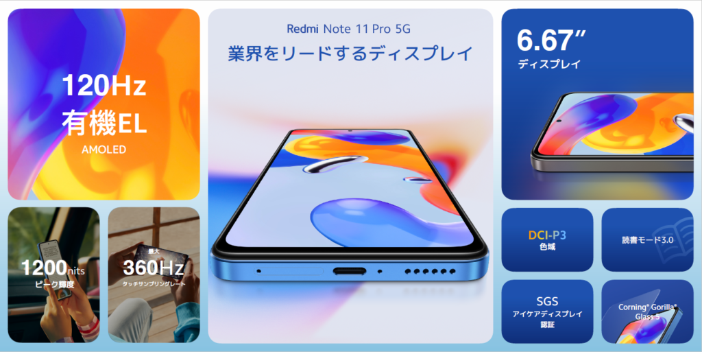 Redmi Note 11 Pro 5Gディスプレイ