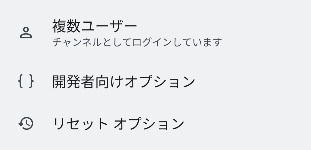 開発者向けオプション