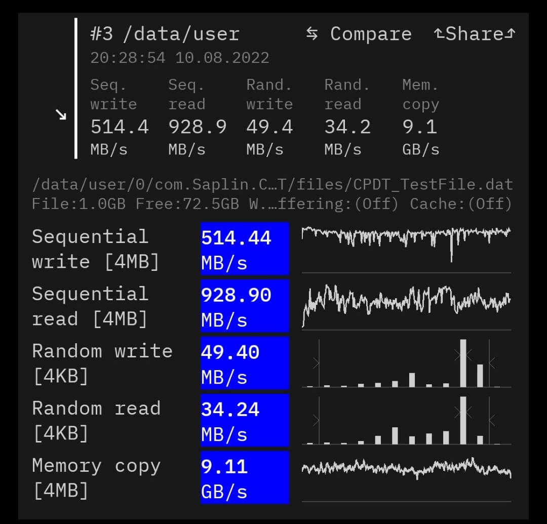 Zenfone 8のストレージ、メモリ性能