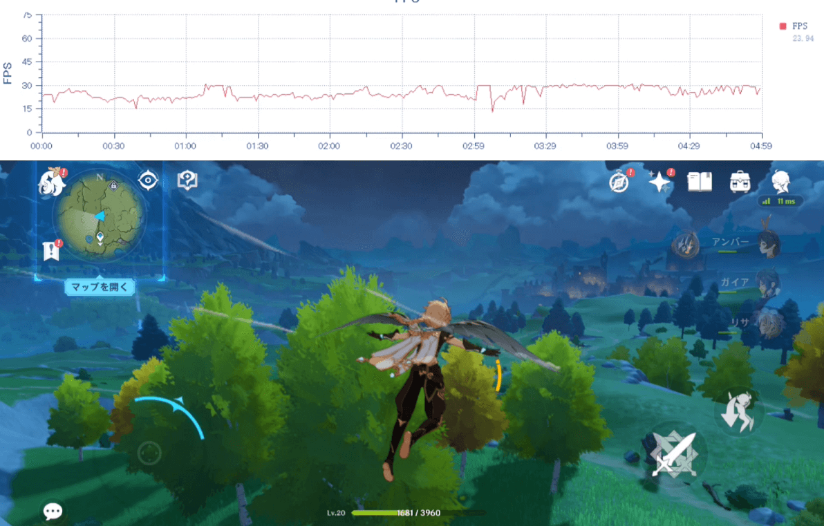 moto g53j 5Gで原神プレイ3
