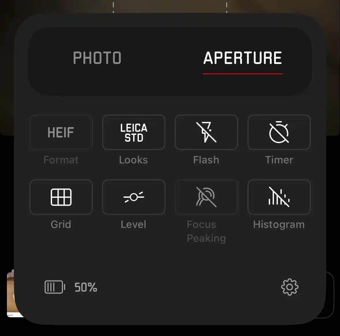 Aperture Mode UI