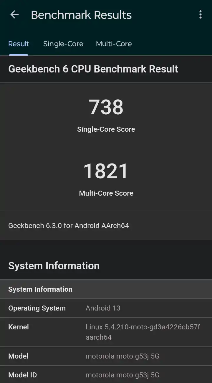 moto g53j 5GのCPU性能
