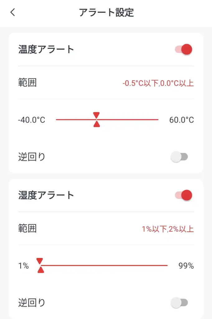 アラート設定