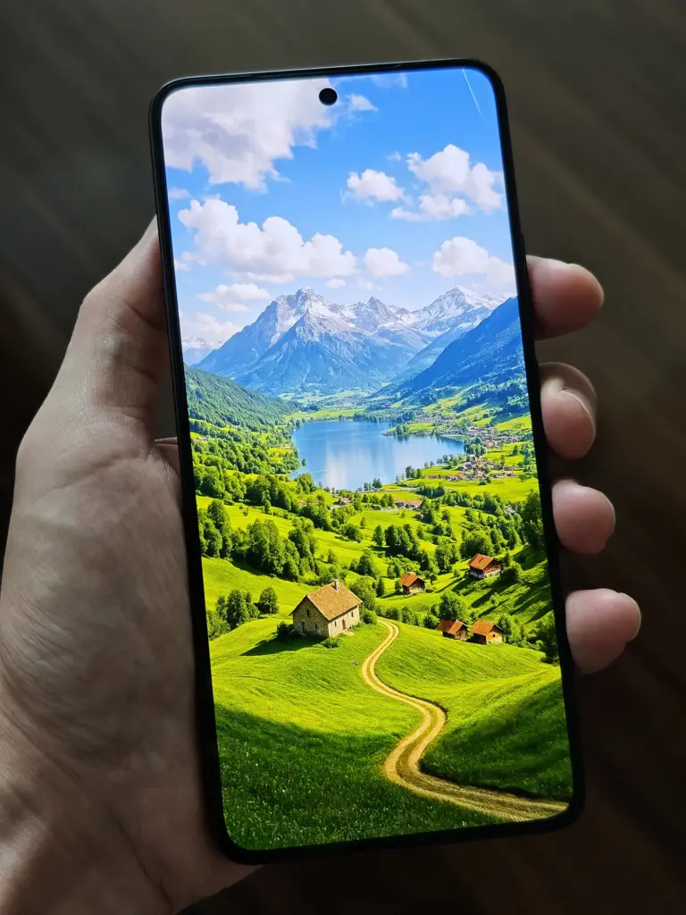 手に持ったスマホ