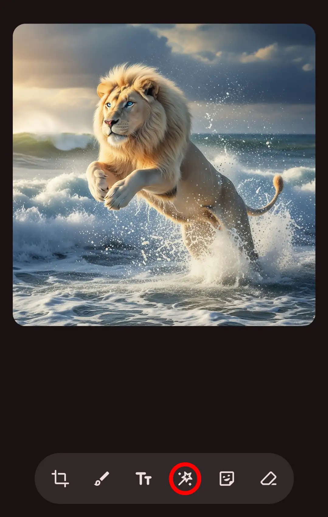 海を疾走するライオン