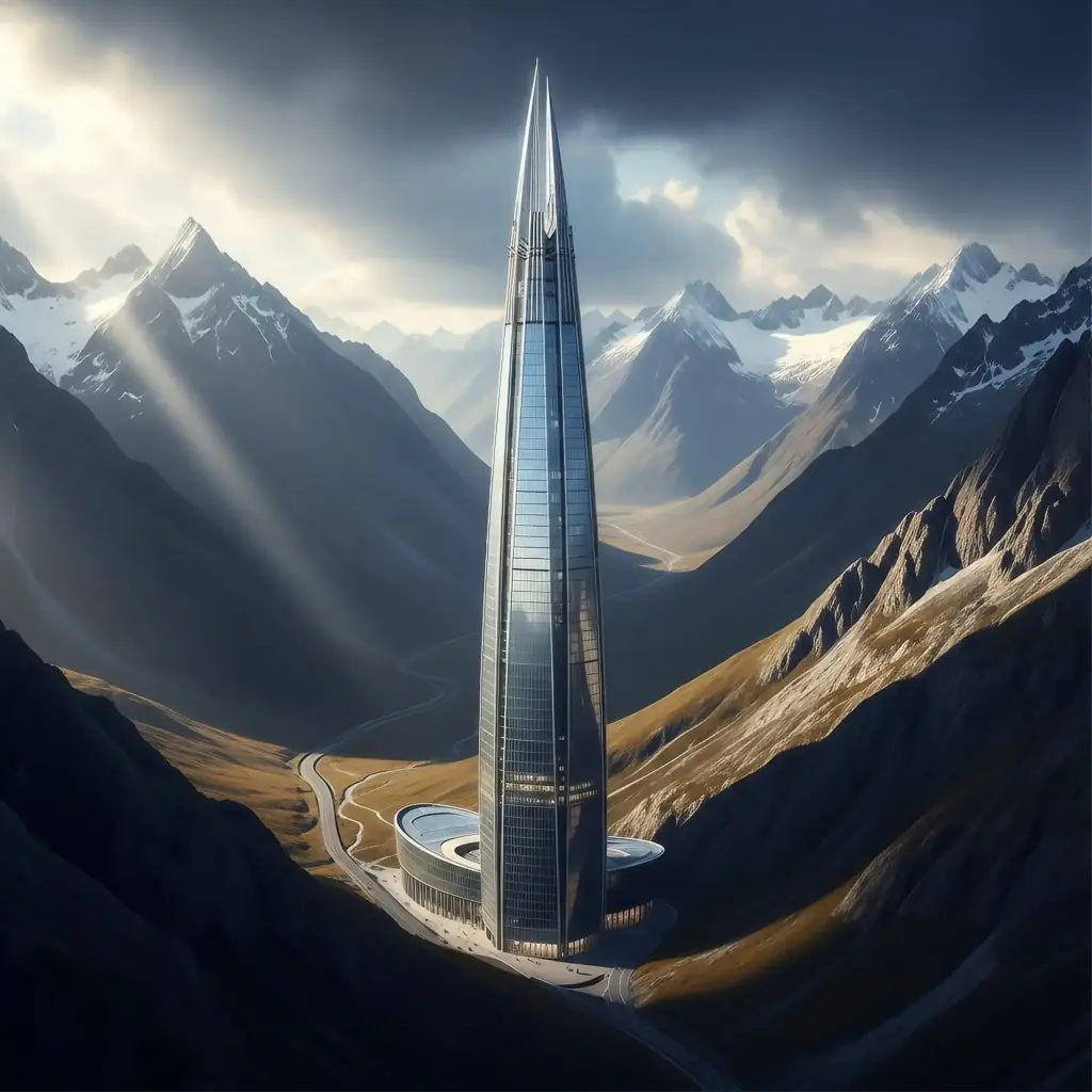 山奥にそびえる巨大なビル