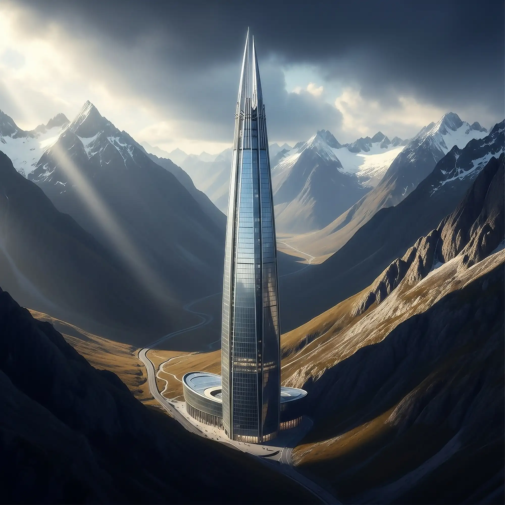 山奥にそびえる巨大なビル