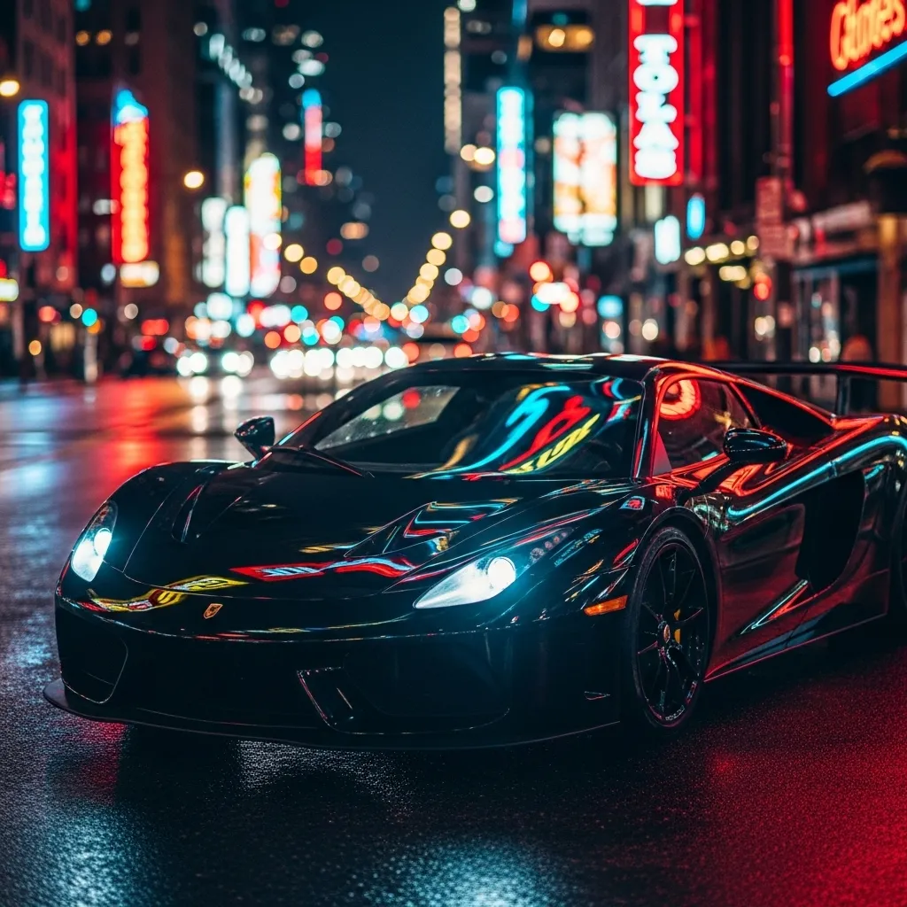 スーパーカーに夜景