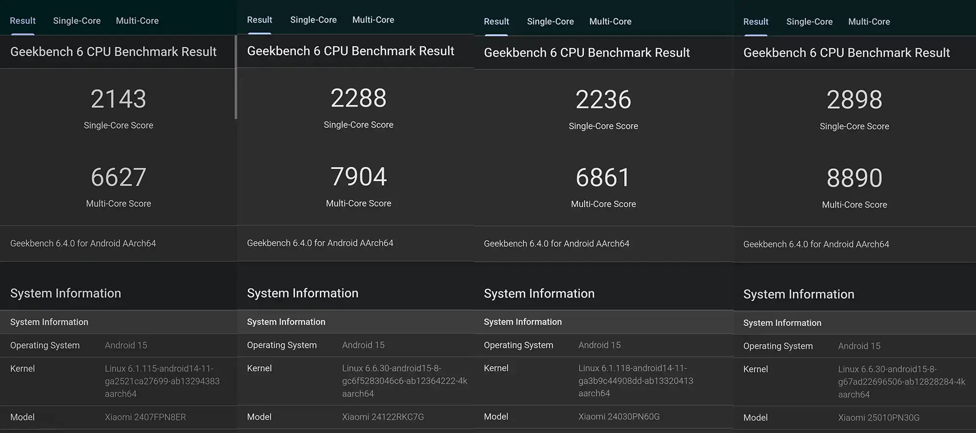 Geekbench6スコア一覧