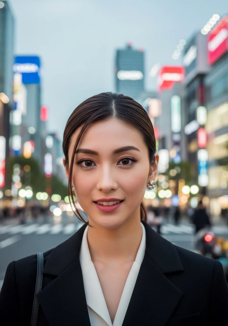 夜の街で人物の表情と背景の光を美しく再現。