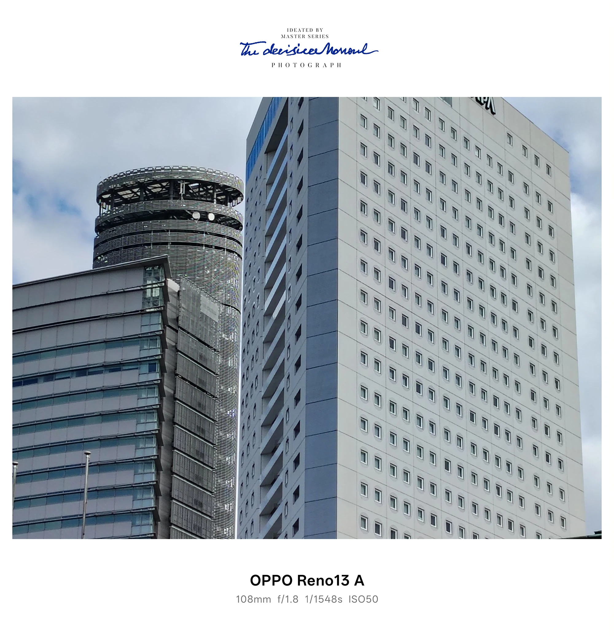 高層ビル外壁の窓列を望遠で描写したOPPO Reno13 Aカメラ作例（108mm）