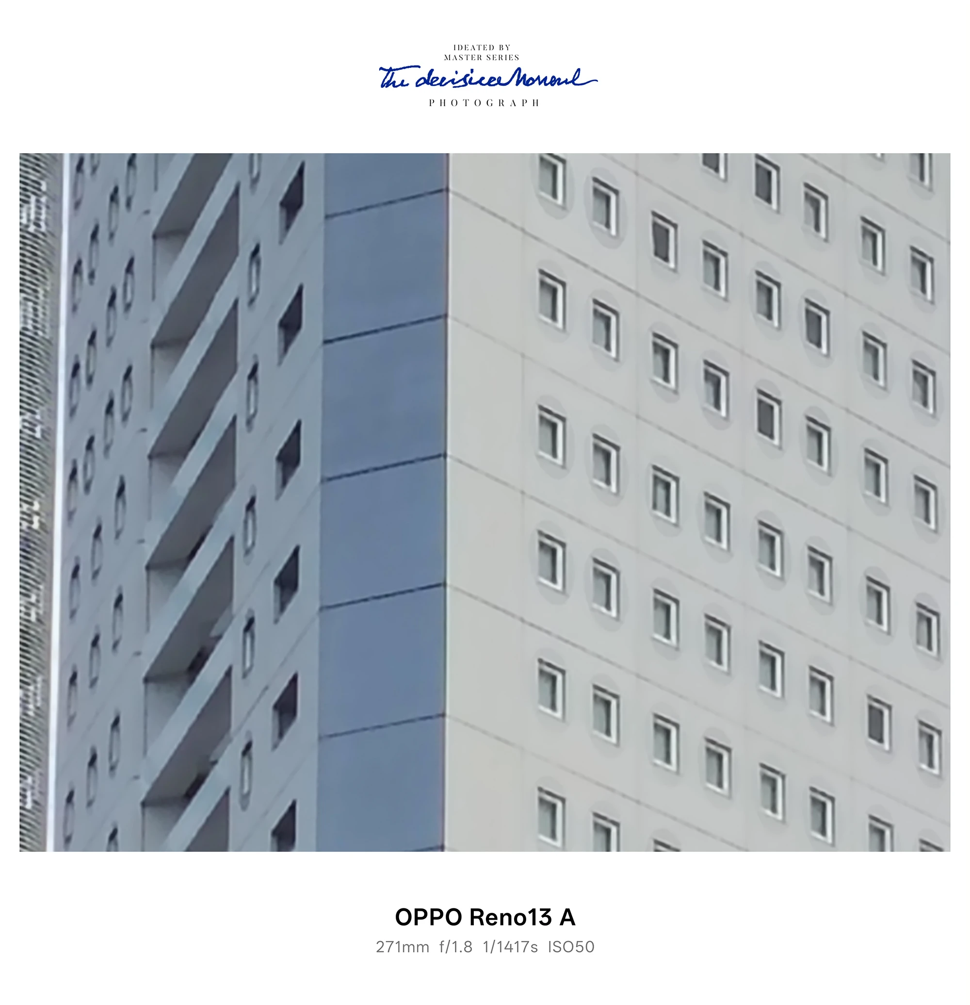 高層ビルの窓パターンを超望遠で切り取ったOPPO Reno13 Aカメラ作例（271mm）