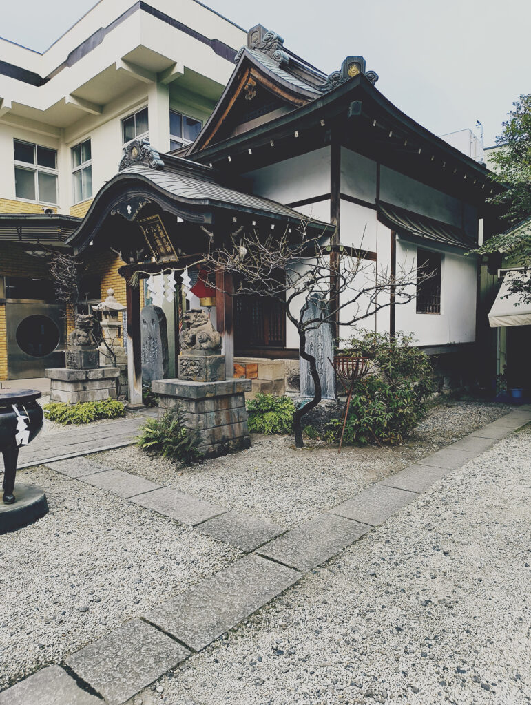 神社の境内にフィルム風LUTを適用した作例。低彩度・硬めコントラストでトイデジ風の色味