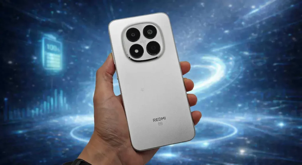 Redmi Note 15 Pro 5Gの背面デザイン。4眼カメラユニットと高級感のあるシルバーの筐体