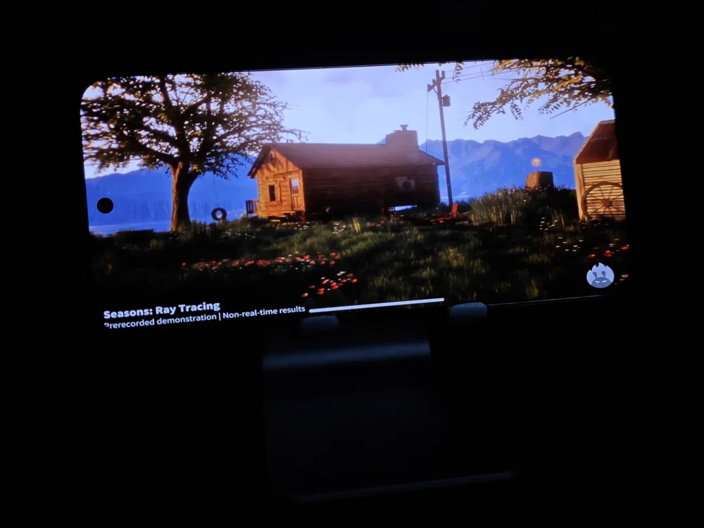 OPPO Find X9でレイトレーシングデモ「Seasons: Ray Tracing」を再生している画面（グラフィック負荷テスト）