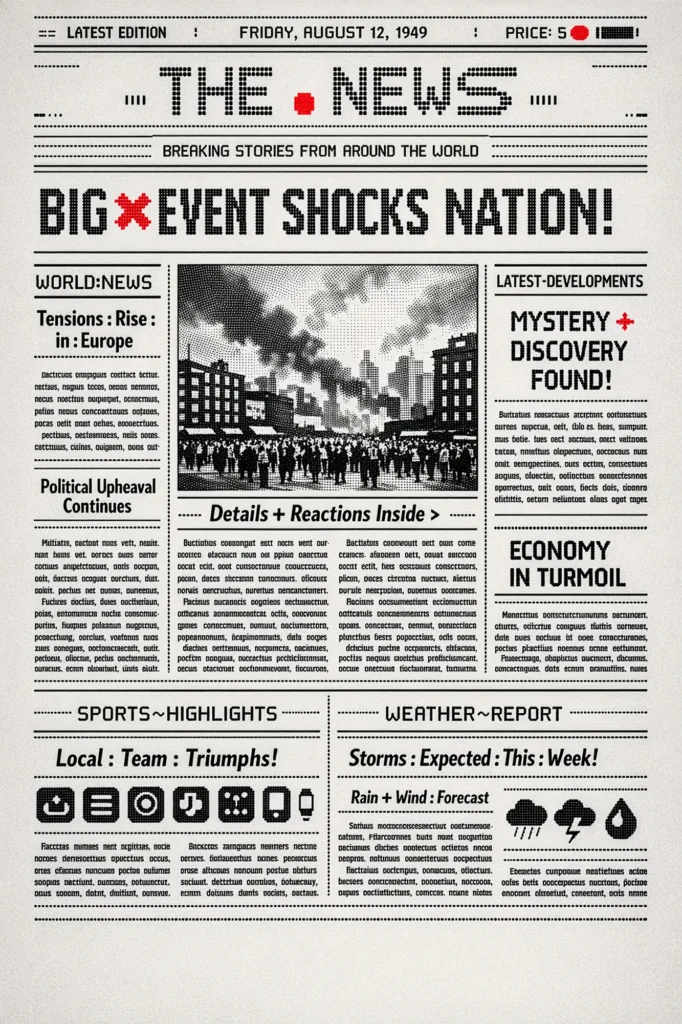 ChatGPTで作成したレトロな英字新聞風のスマートフォン用壁紙デザイン。