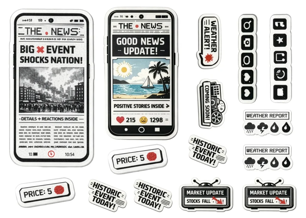 ChatGPTで作成したレトロな英字新聞風のNothing Phone (3a) Lite用ステッカーデザイン。