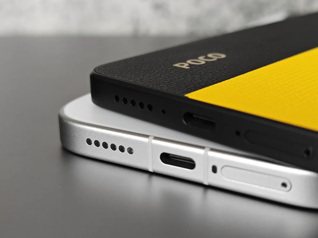 POCO X7 Pro と POCO X8 Pro 底面比較 スピーカーとポート配置の違い