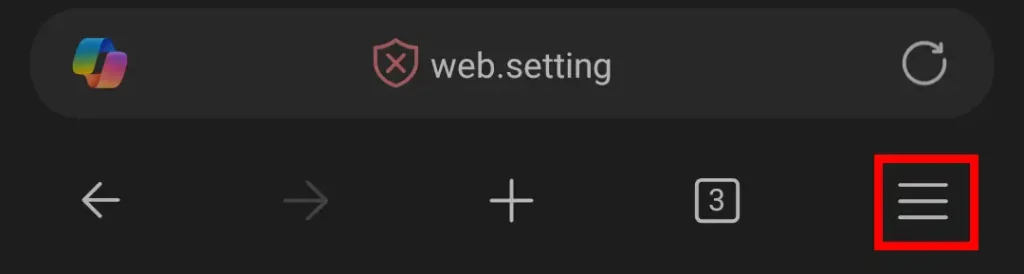 Android版Edgeでweb.settingを開き、メニューからRakuten WiFi Pocket 5Gのログイン用ショートカット作成を進める画面