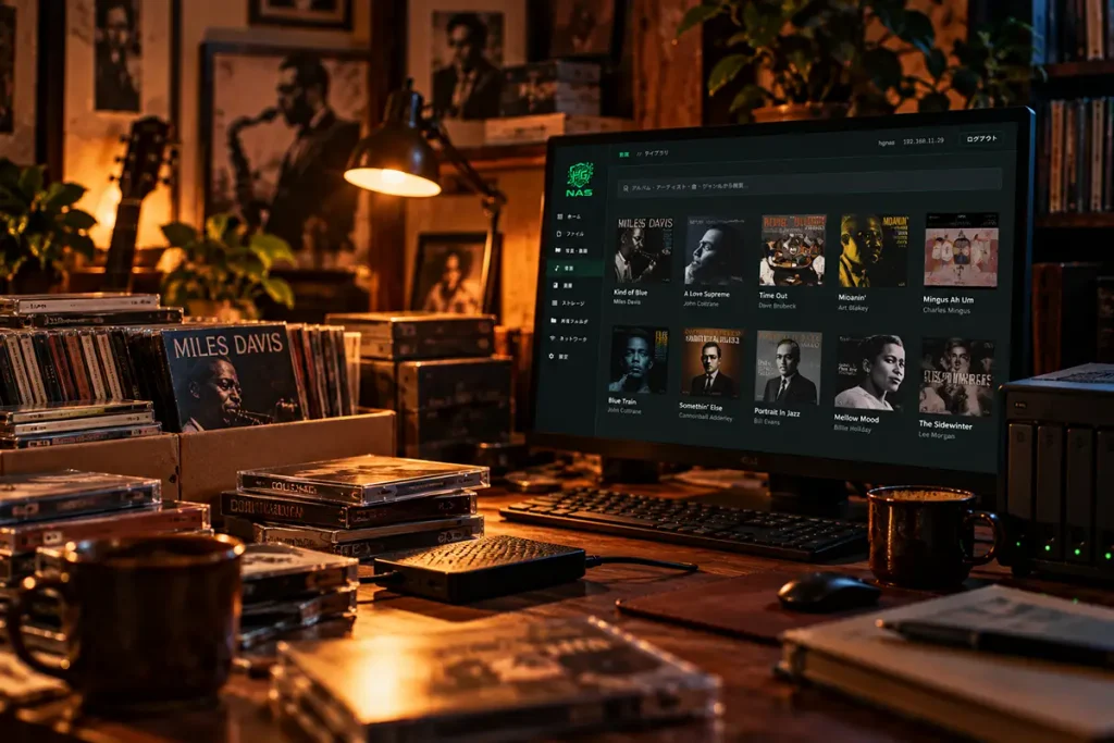 昔のCDや音楽データをHG NASにまとめて保存した音楽ライブラリ